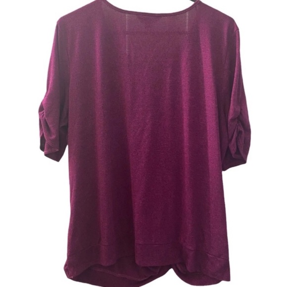 Apt. 9 Fuchsia scrunched sleeve & scrunched front tie ladies top blouse XXL. - Picture 2 of 10